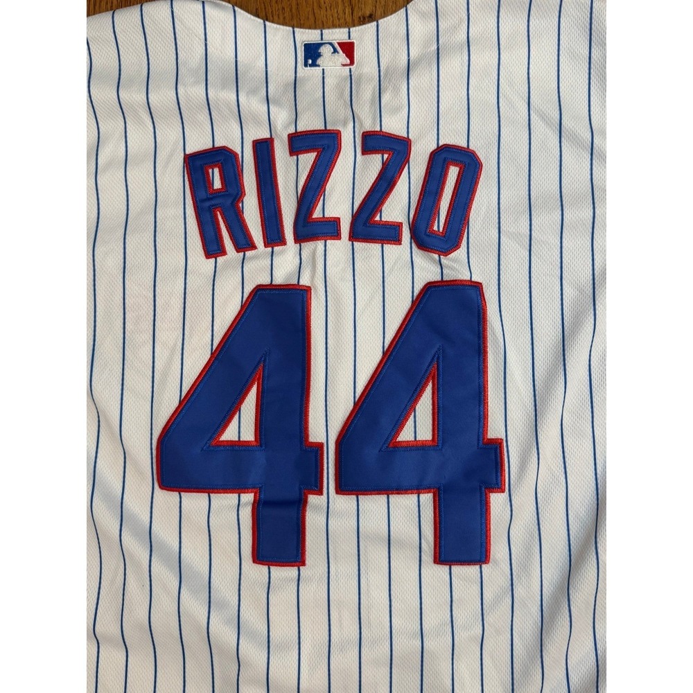 Majestic Chicago Cubs Anthony Rizzo 44 Authentic Jersey White Pinstripe Size 44 - Picture 7 of 10